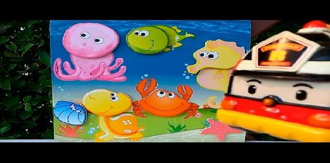 Смотреть Пожарная машина Рой и развивающие игрушки - Пазл морские жители - Развивающее видео для детей бесплатно