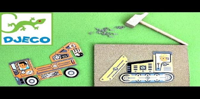 Смотреть Развивающие рабочие машинки Джеко (Djeco) - Игровой набор аппликация бесплатно
