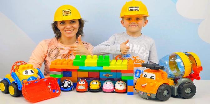 Смотреть Видео про Машинки и Грузовички для детей. Строим ГАРАЖ. Рабочие Машинки и Строитель Даник с мамой бесплатно